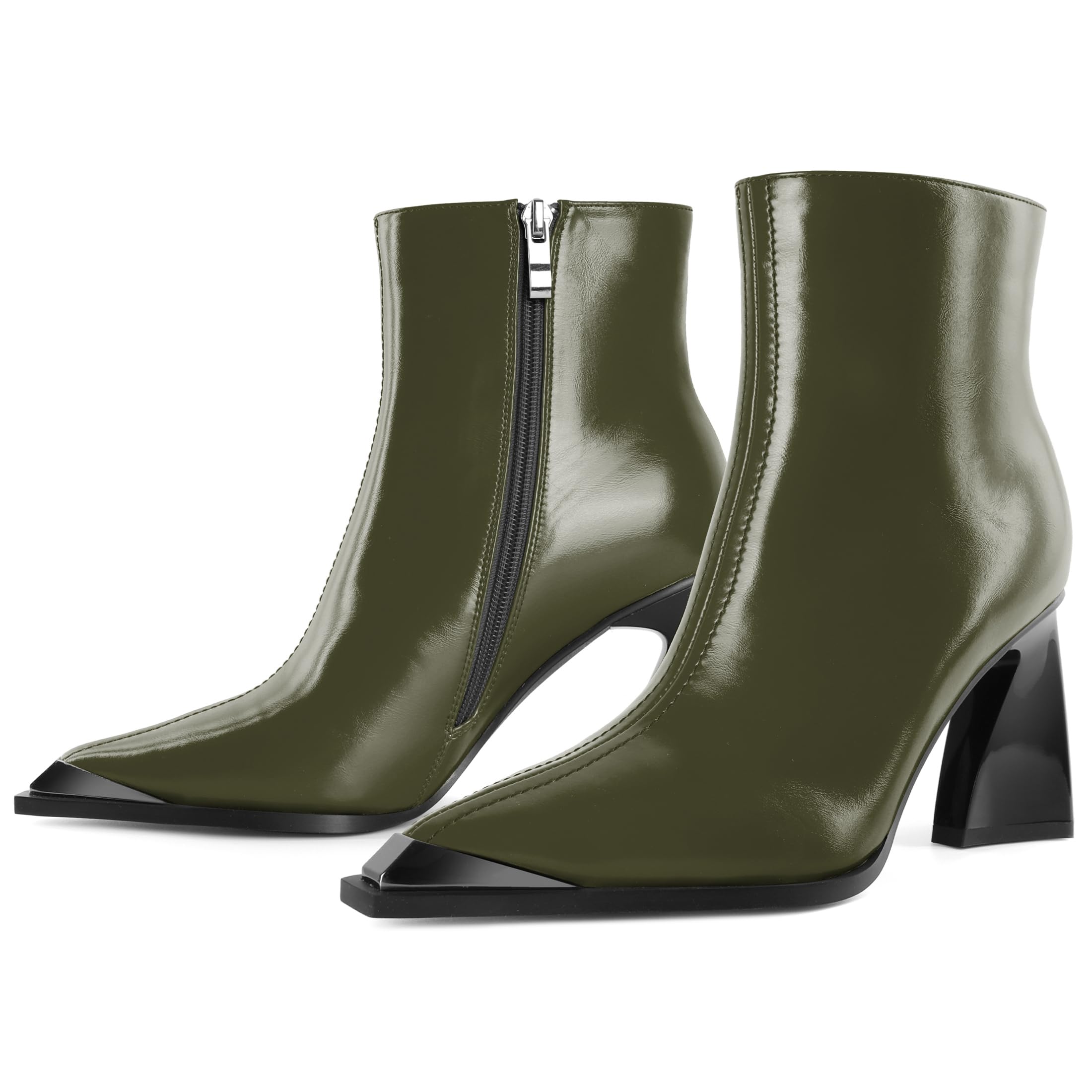 YODEKS Womens Ankle 3.3 Inch Heel Chunky Boots Side Zipper Boots Size 5-13