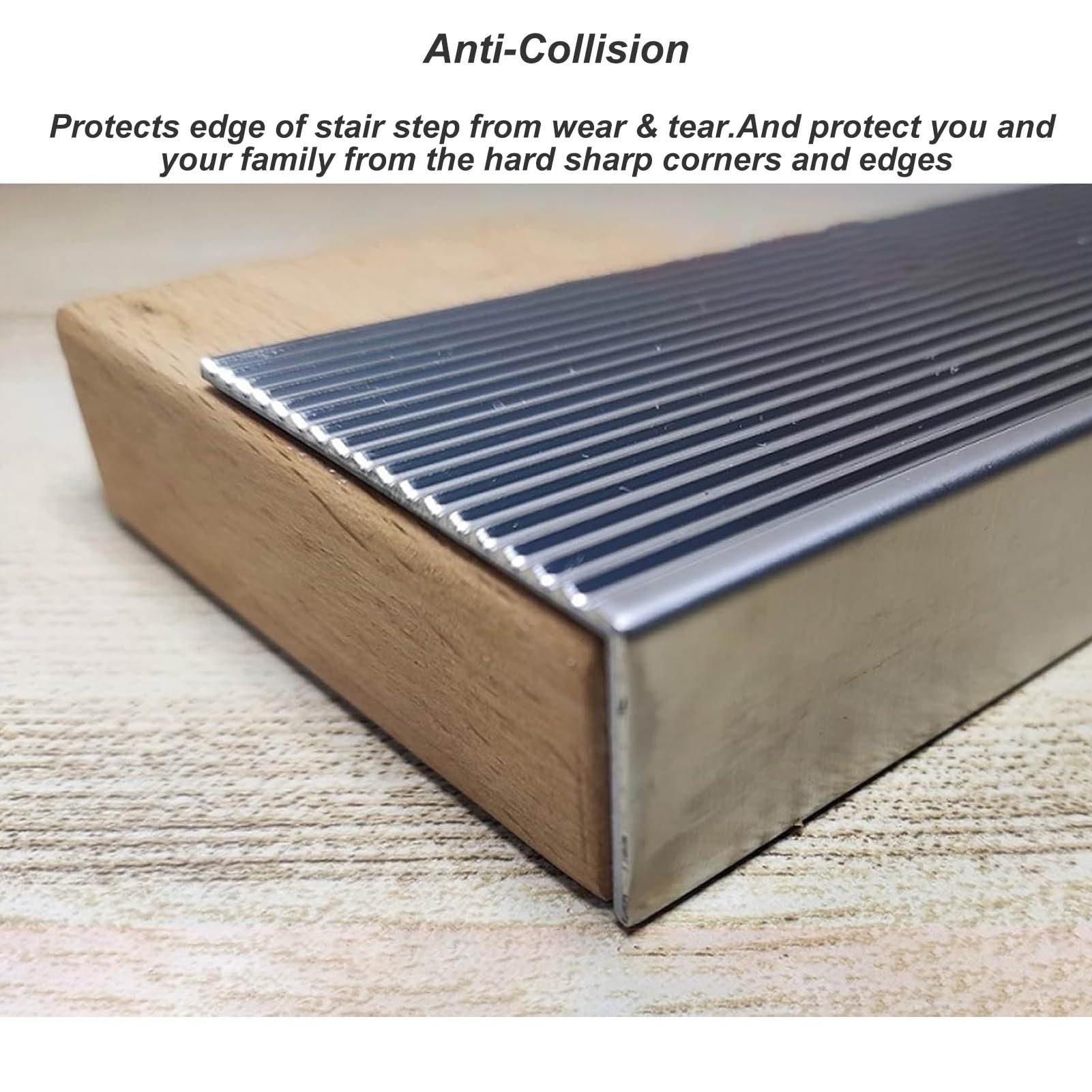 Borde de Escalera Antideslizante de Acero Inoxidable, Tira de Transición para Suelo Exterior de 100 cm, Protector de Borde de Escalera en Forma de L(80 mm x 30mm)