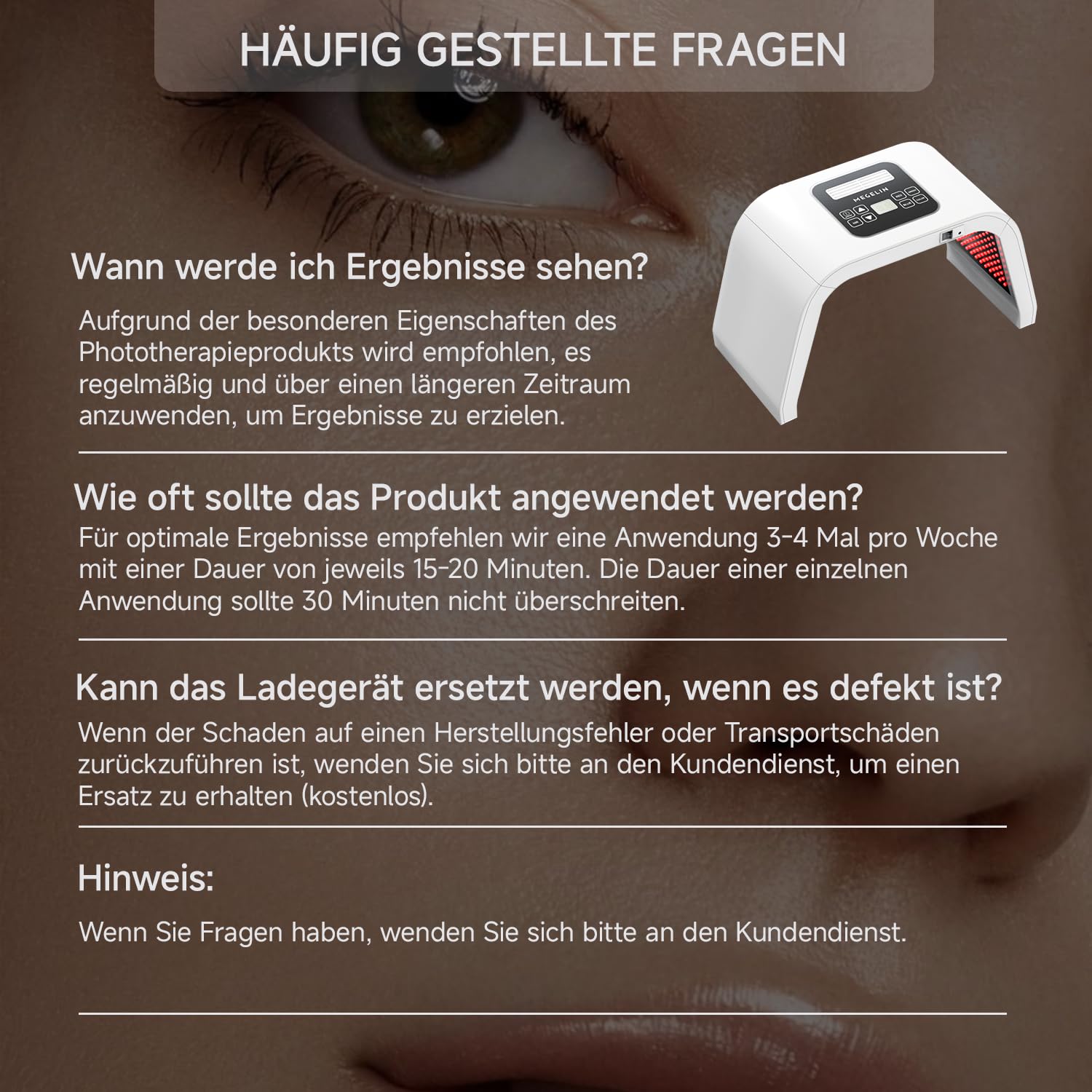 MEGELIN LED Lichttherapiegerät mit 8 Farben, U-förmige Infrarot Rotlichtlampe für Gesicht,Lichttherapie LED-Gesichtsmaske, Rücken & Körper