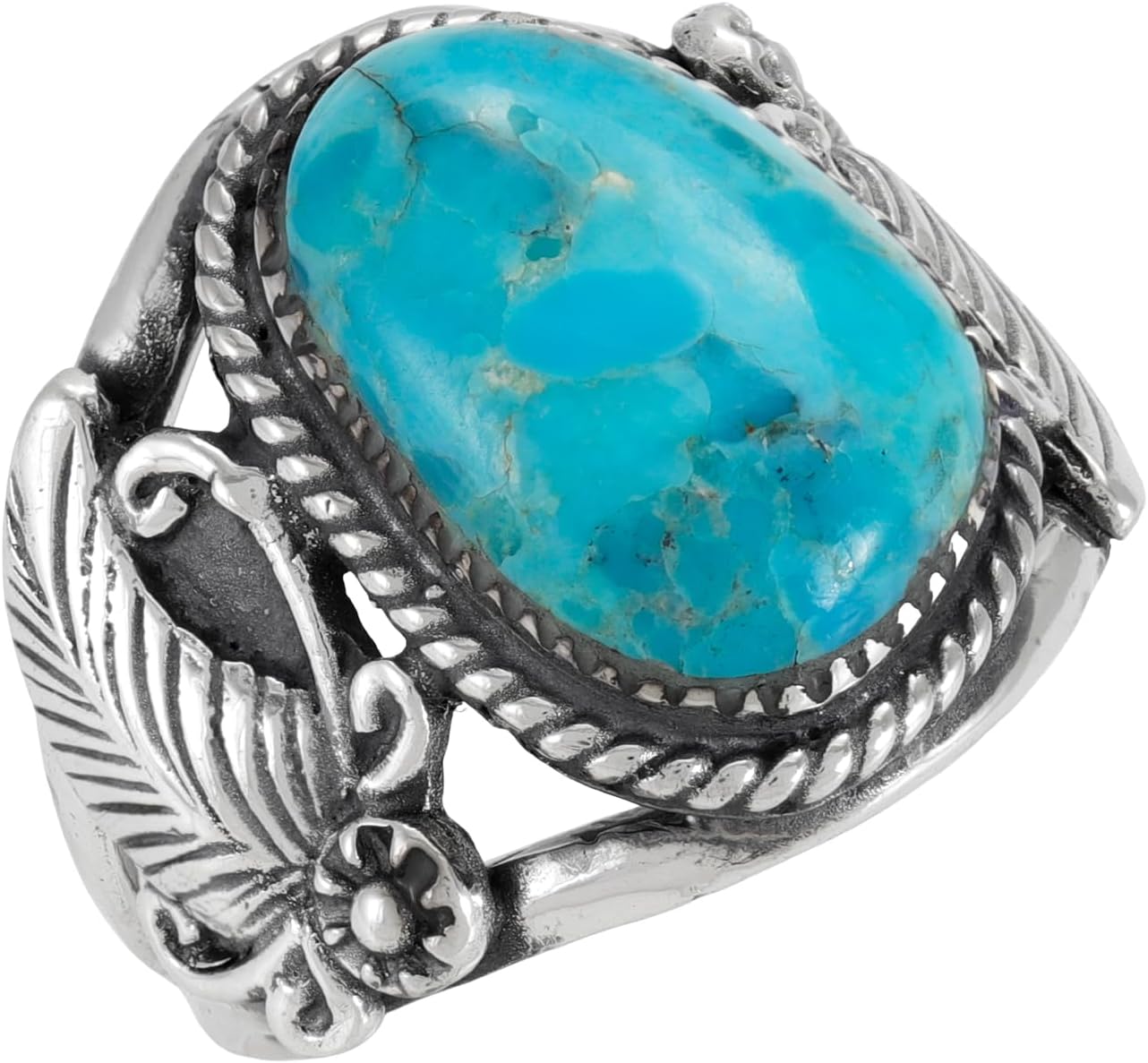 Turquoise Ring Sterling Silver 925 Genuine Gemstones Size 6 to 11