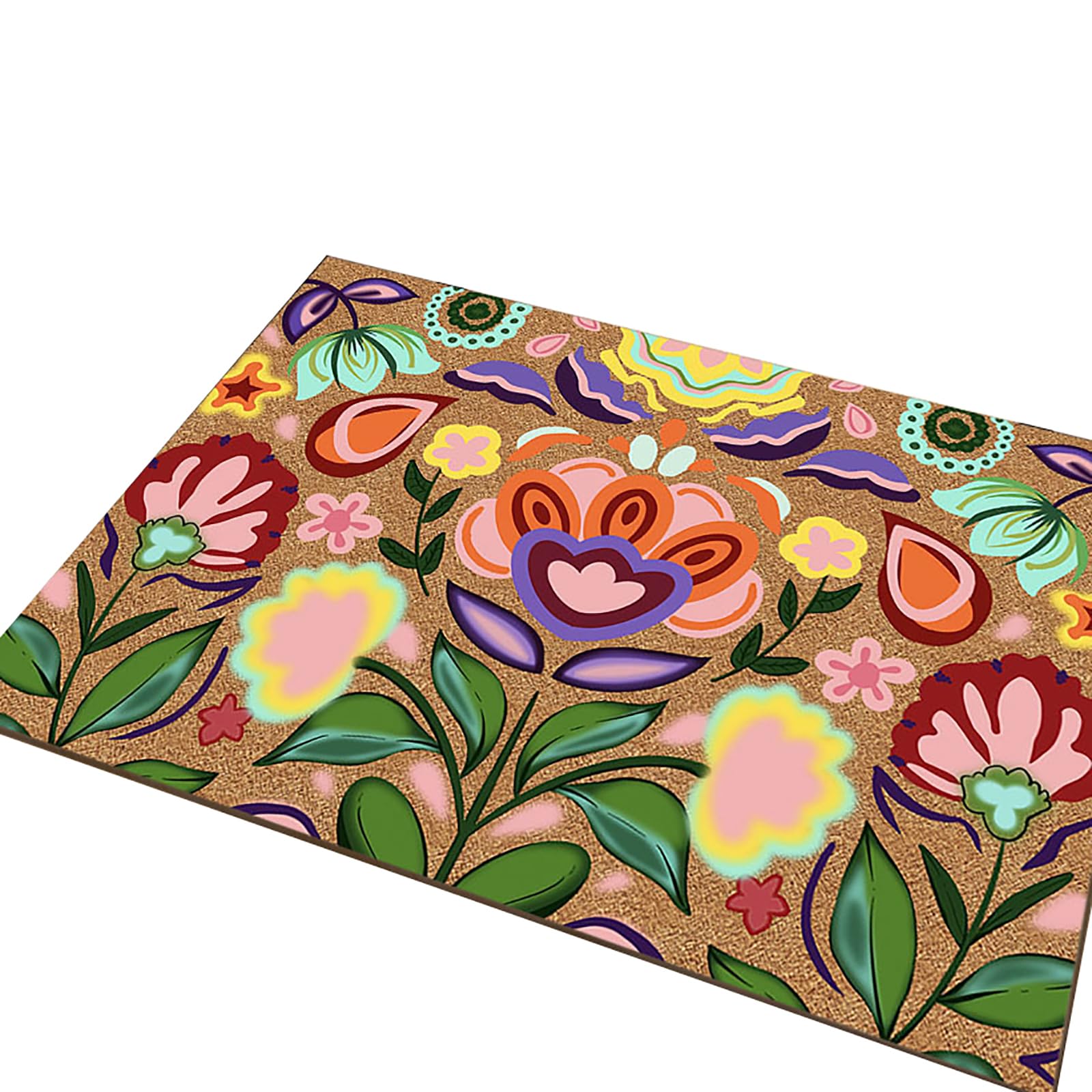 Generisch Fußmatte Mit Blumenmuster,Kokos-Willkommensmatte Mit Rutschfester Rückseite,B,60x90cm(24x35inch)