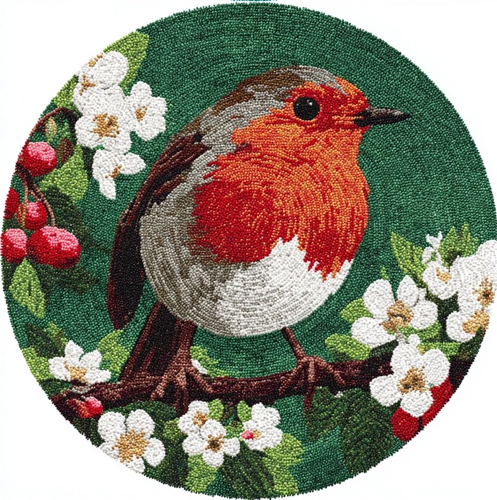 kitphoenix DIY Rug Kit Robin Christmas Bird
