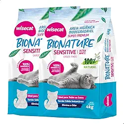 Kit 2 Areia Higiênica Biodegradável Grãos Finos 4kg Para Gatos Sanitária BioNature Super Premium Mandioca Natural