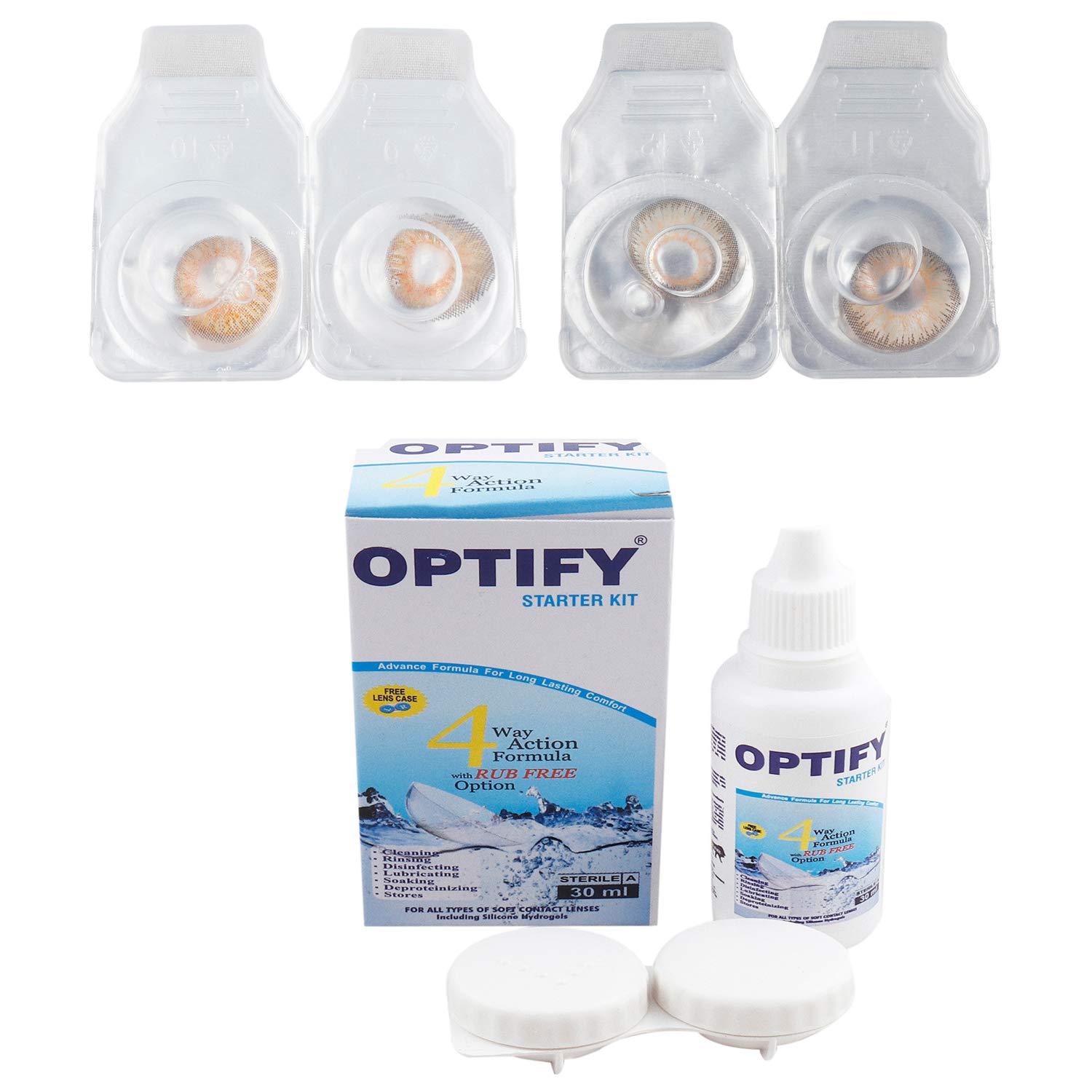 Optify Combo Pack Monthly Color Contact Lens (Zero Power, Honey-Hazel, Pack of 2)