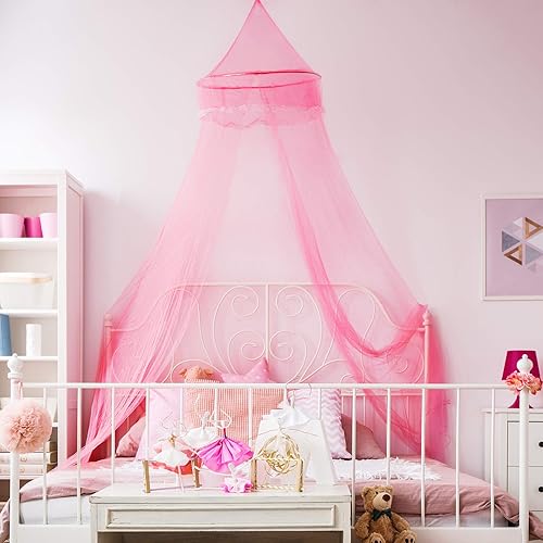 Tatuo Red de malla para colgar en la cama, toldo de cama y 40 luces LED parpadeantes y guirnalda colgante de estrellas de 13.1 ft para camas