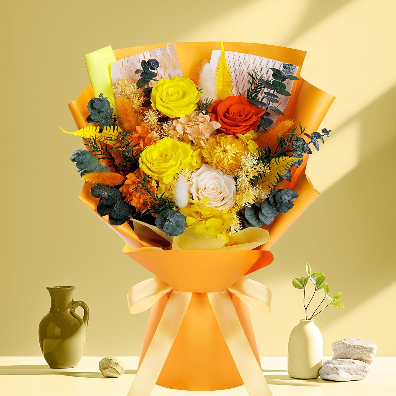 Fall Flowers Gifts for Mom, Flower for Delivery, Preserved Roses Bouquets, Birthday Gifts for Women, Mothers Day Flowers for Wife (Orange) - Image 2