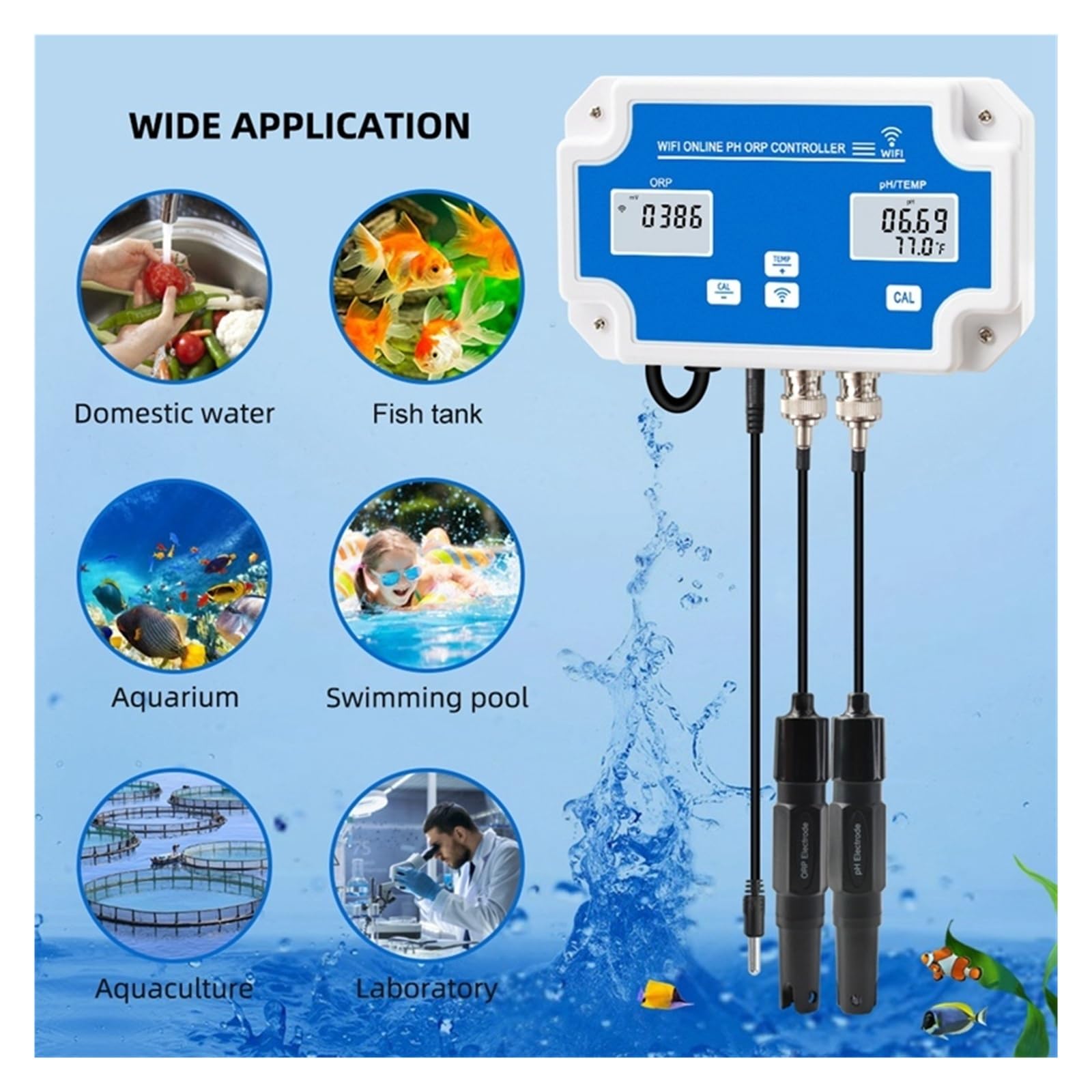 3-in-1-Wasserqualitätsdetektor PH/ORP/TEMP-Elektrode BNC-Sonde for Aquarium-Hydroponik-Monitor