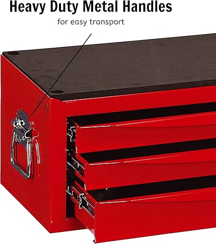 Miniatura 4 de Teng Tools Caja de herramientas media de acero portátil profesional de 3 cajones con cerradura roja serie N - TC803N