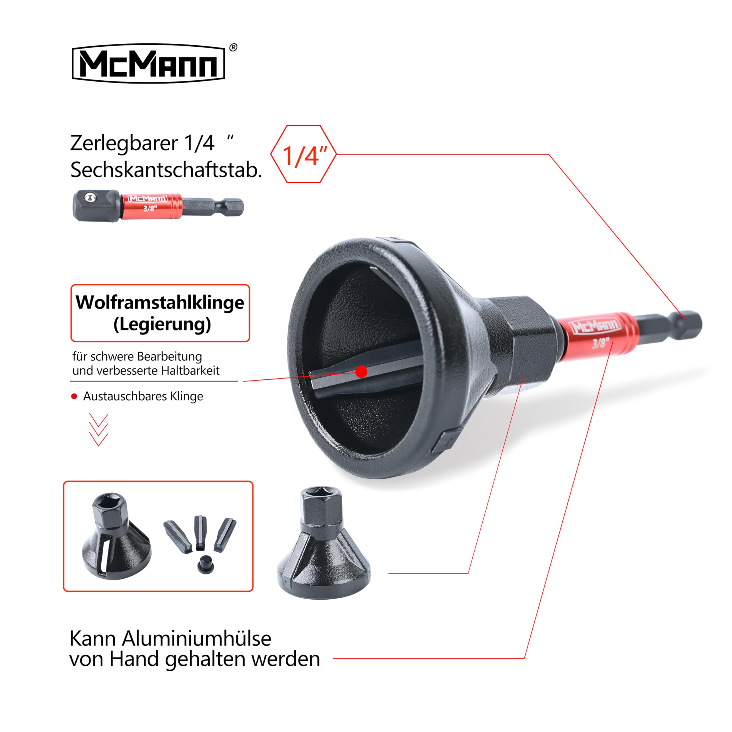 MCMANN External Deburring Chamfer Tool Metal Deburring Tool Hex Shank Deburring Tool for External Chamfer Screws Suitable for Screw Tube Size 6 mm to 33 mm - Image 3