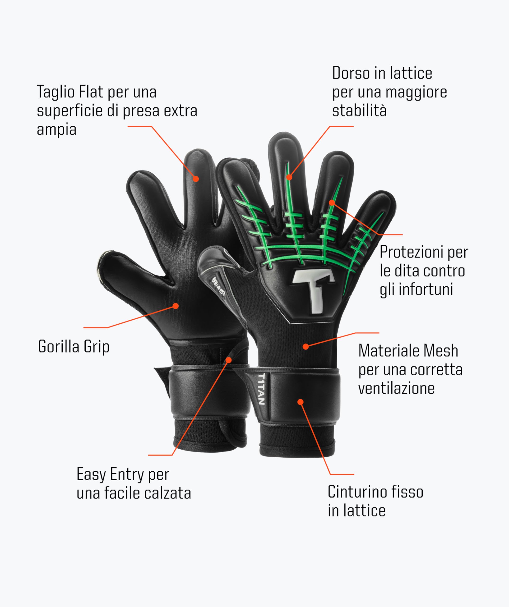 Guanti Portiere Bambini T1TAN - Con Protezione Dita - Gorilla Grip 3mm - Misure 4,5,6 - Foto 11