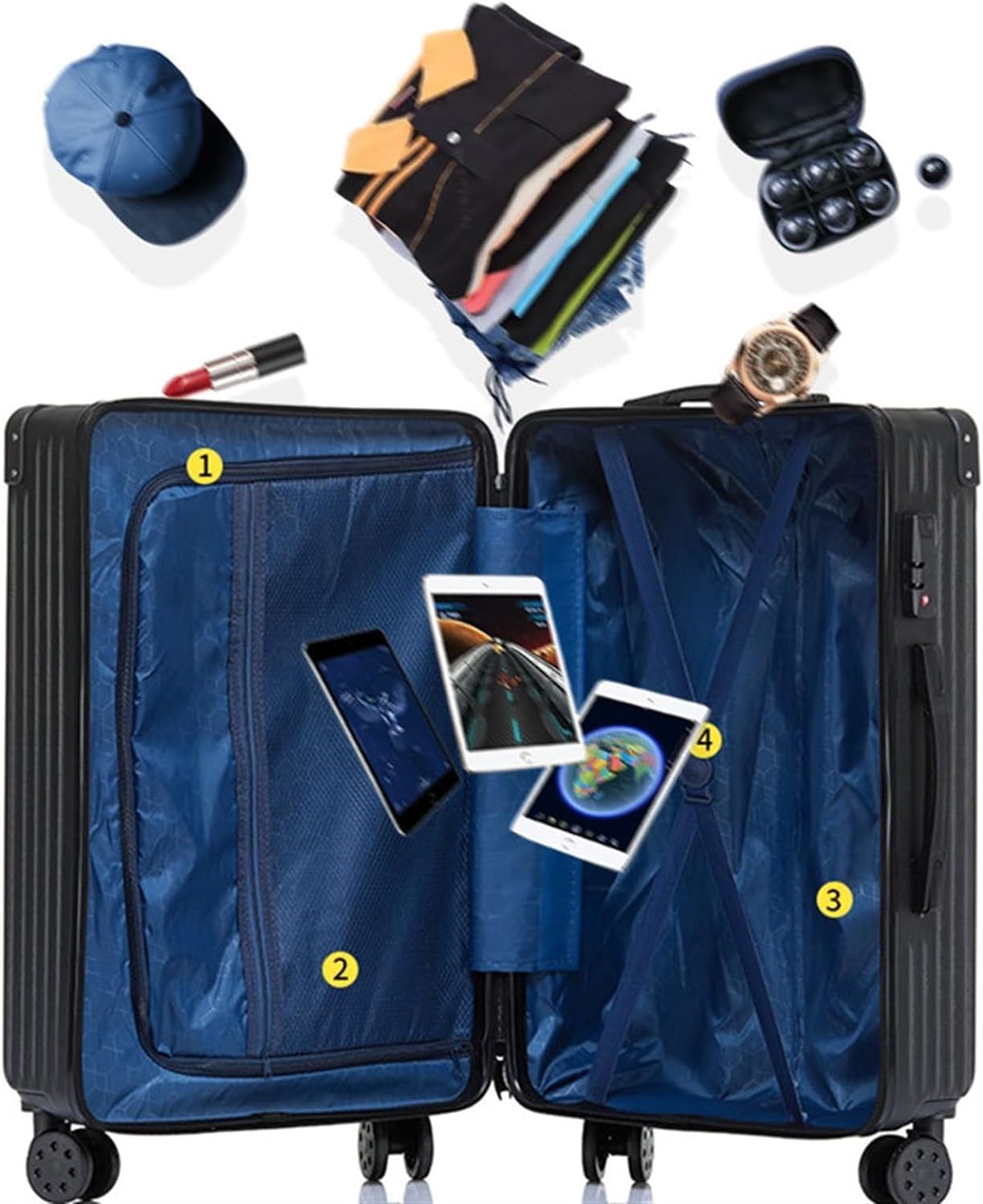 Maleta Maleta con Cremallera, Equipaje de Mano Muy Duradero, Maleta con Cerradura de combinación, Maleta de Viaje Resistente, Equipaje de facturación Bolsas de Viaje