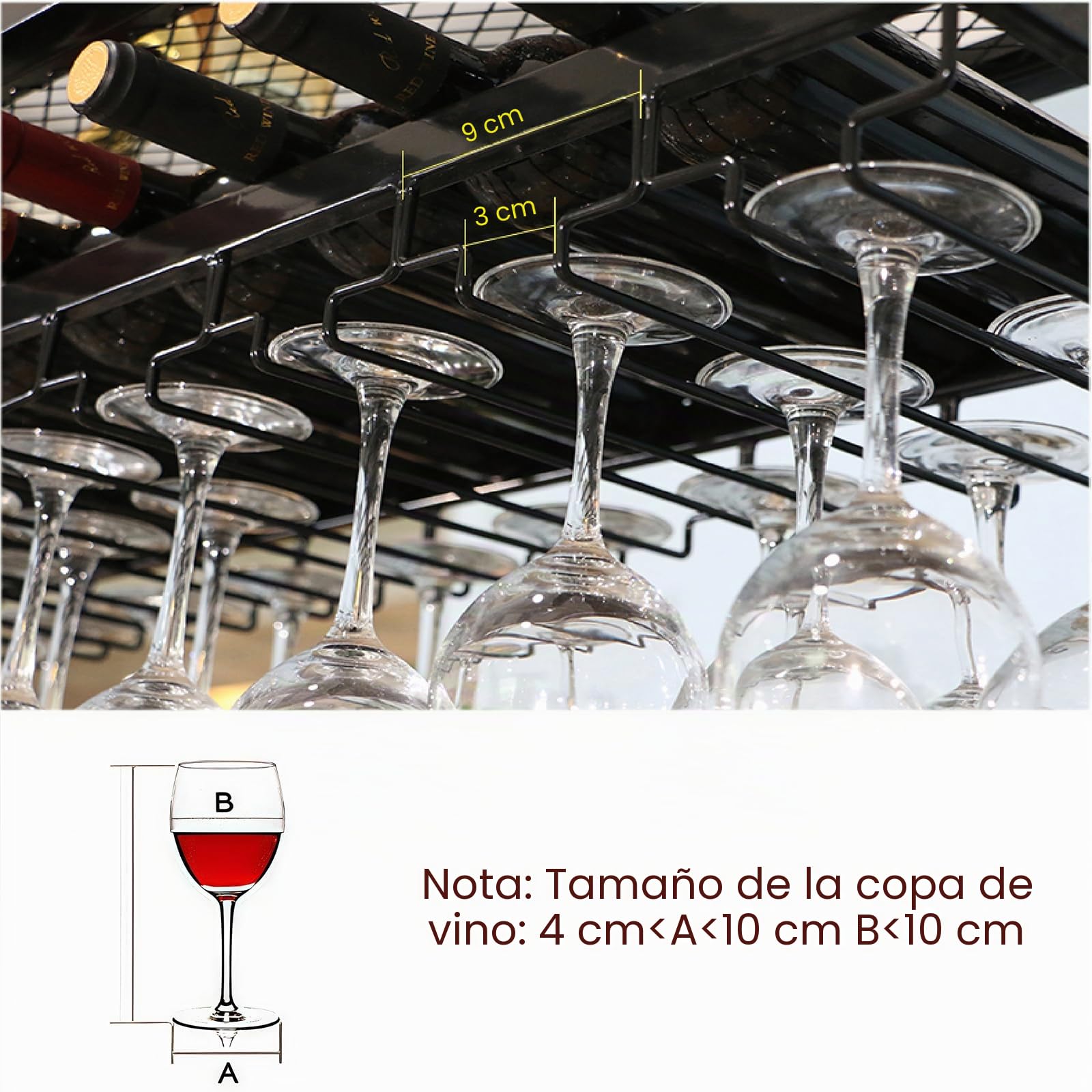 80CM Botellero colgante techo Luz LED, 2 Niveles botellero de techo de acrílico con portavasos y estantes transparentes portavasos botelleros para loft, para Cocina, Bar, Cafetería y decoración