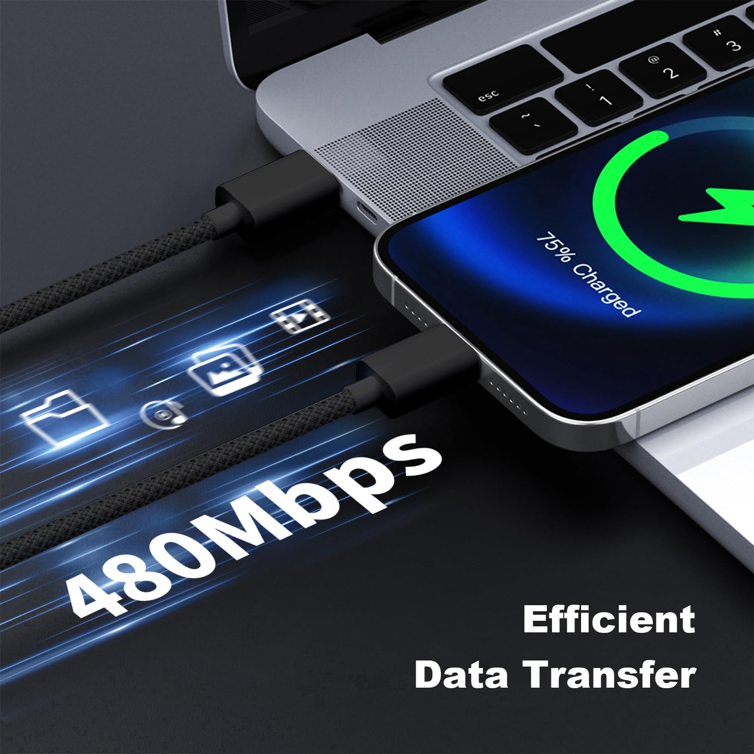 Cavo USB Type-C 3M, 100W Cavo USB C USB C per iPhone 15 16 Pro Max/Plus iPad Pro/Air MacBook,Samsung Galaxy S25 S24 S23,Nylon Lungo Cavo Usbc a Usbc Cavo Type C to Type C cavo Ricarica USB C Cavetto