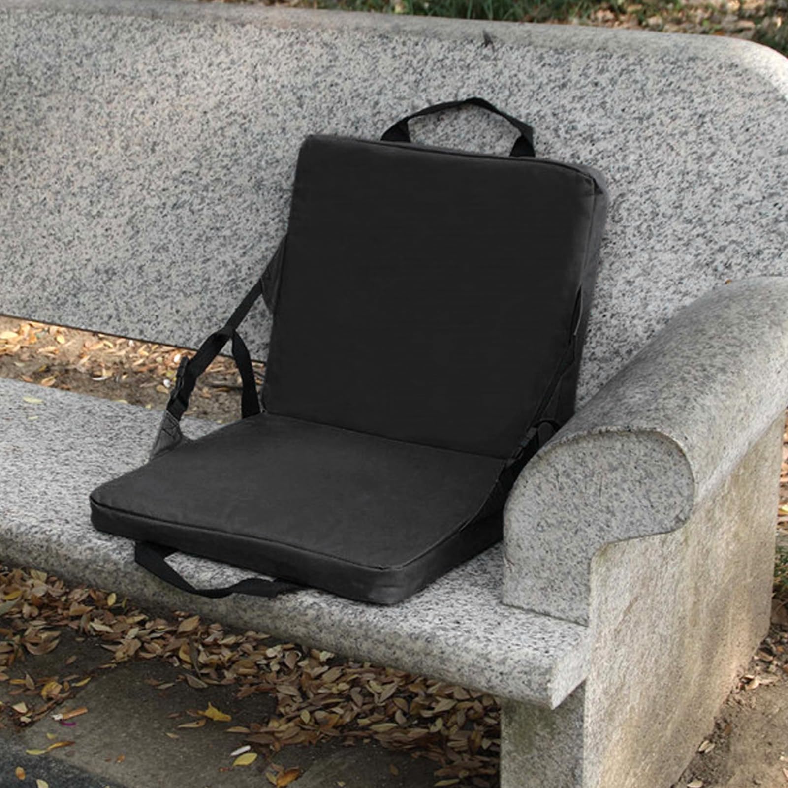 equlup Foldable Portable Stadium Seat, 34 x 38 x 4cm Adjustable Folding Floor Chair Cushion Pad with Zippered Pocket for Camping, Travelling, Hiking, Fishing