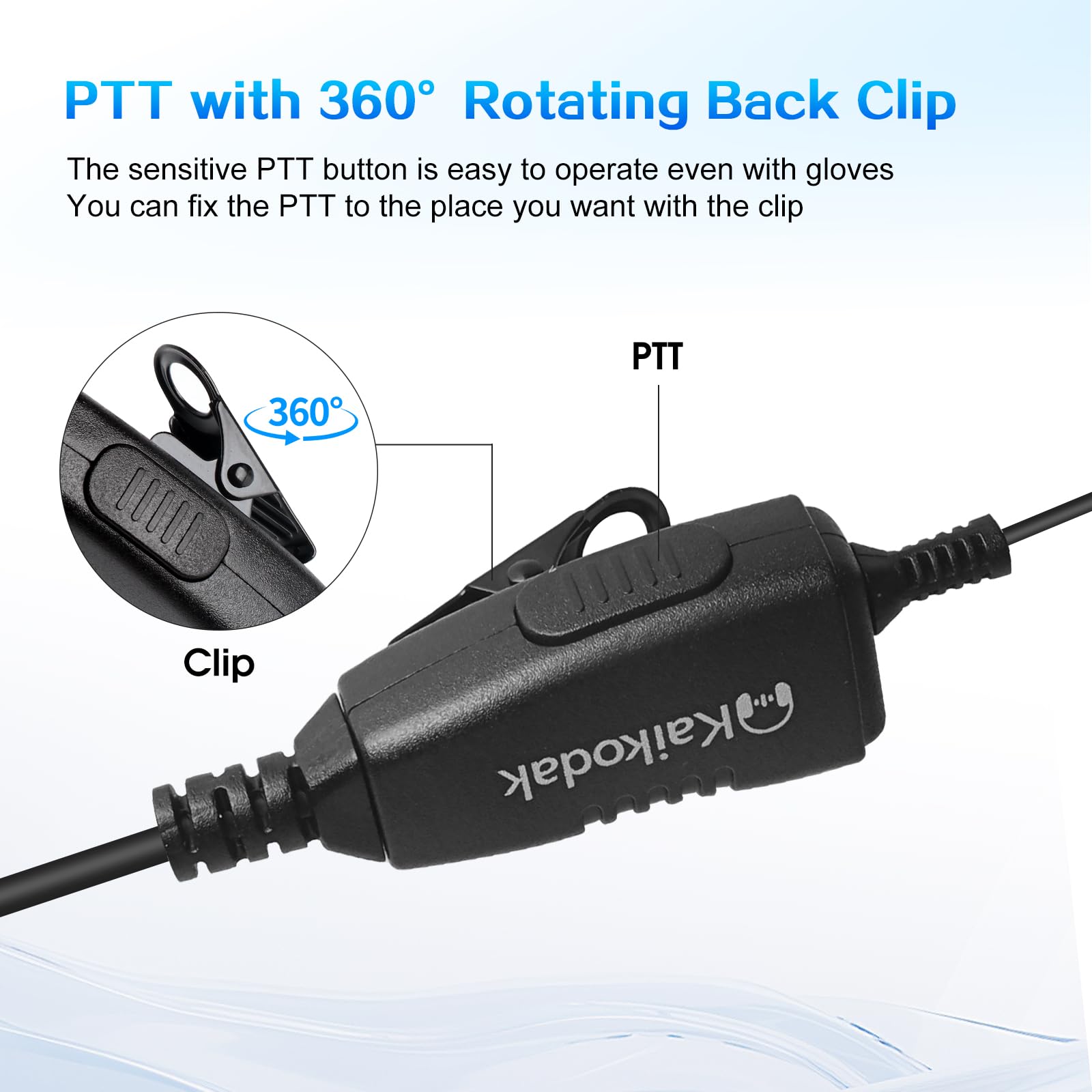 Auricolare radio bidirezionale con microfono per radio Motorola APX e XPR, auricolare a filo singolo a forma di C con altoparlante girevole e PTT, compatibile con APX 4000 6000 8000, XPR 6550