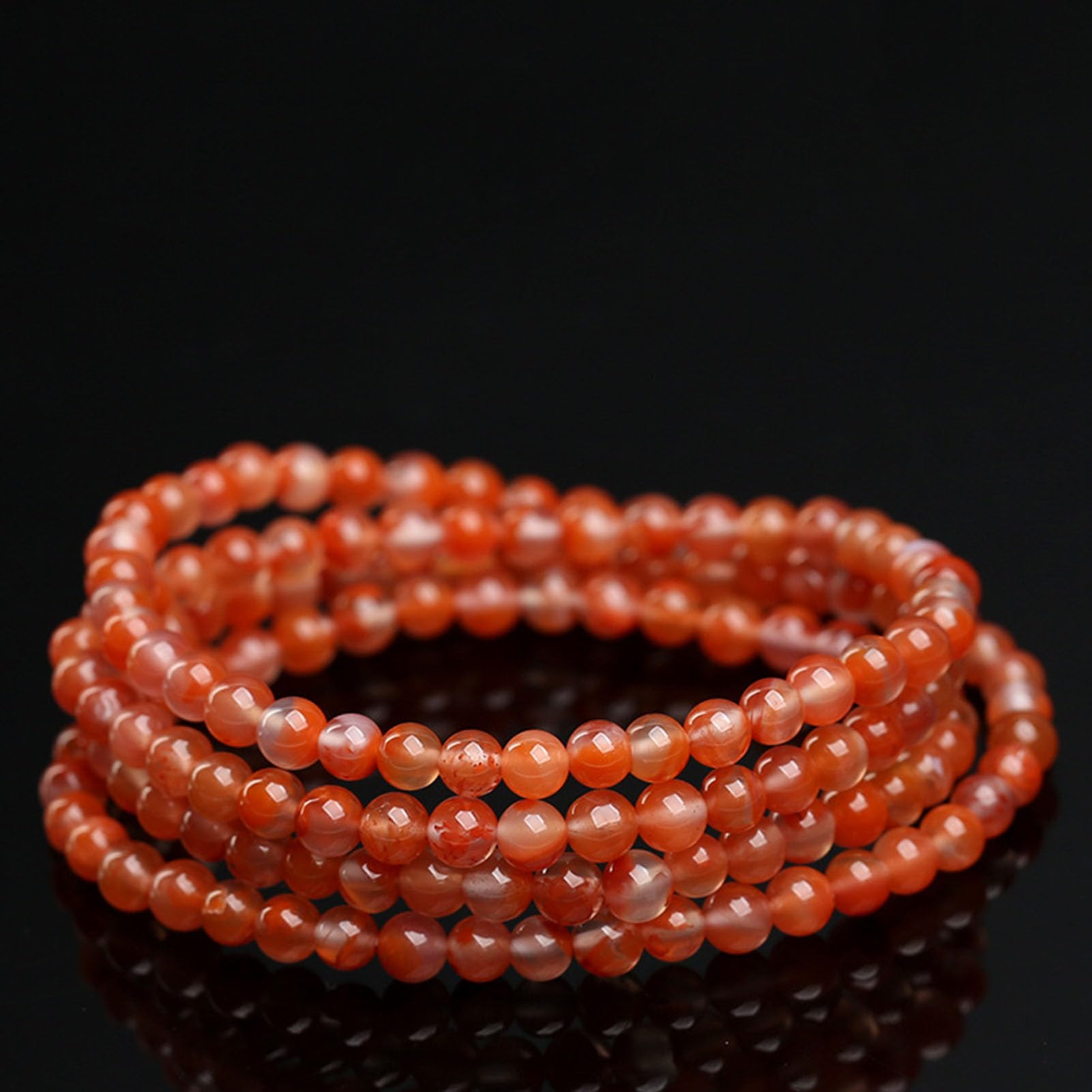 Bracciale con Perline Bracciale in Agata Rossa del Sud Bracciale Elasticizzato in Cristallo curativo Naturale calmante per Donne e Uomini - Pietra preziosa semipreziosa Fatta Mano,4MM