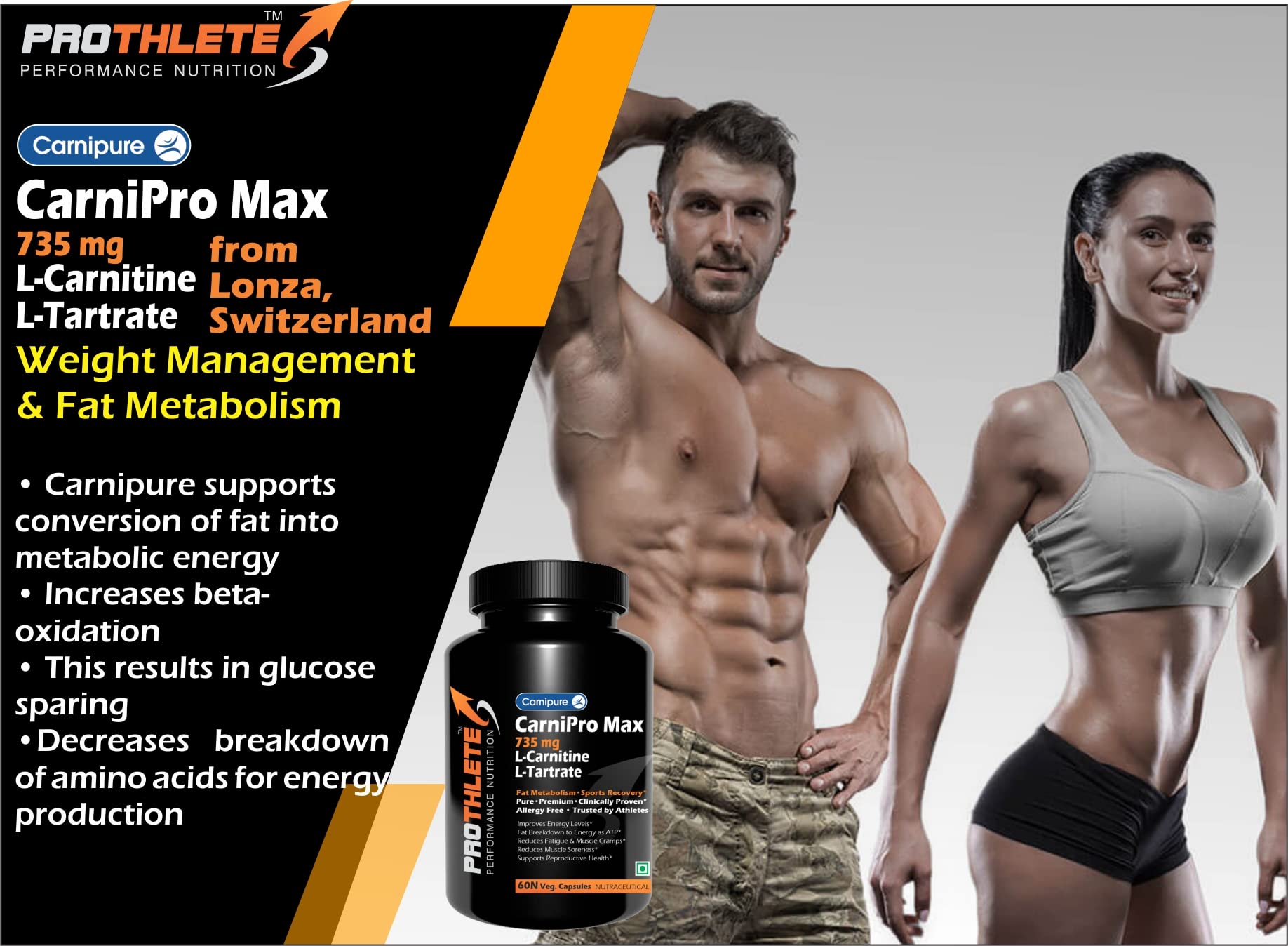 Carnipro Max 735mg Carnipure L Carnitine L Tartrate Lonza Switzerland |  Desertcart INDIA