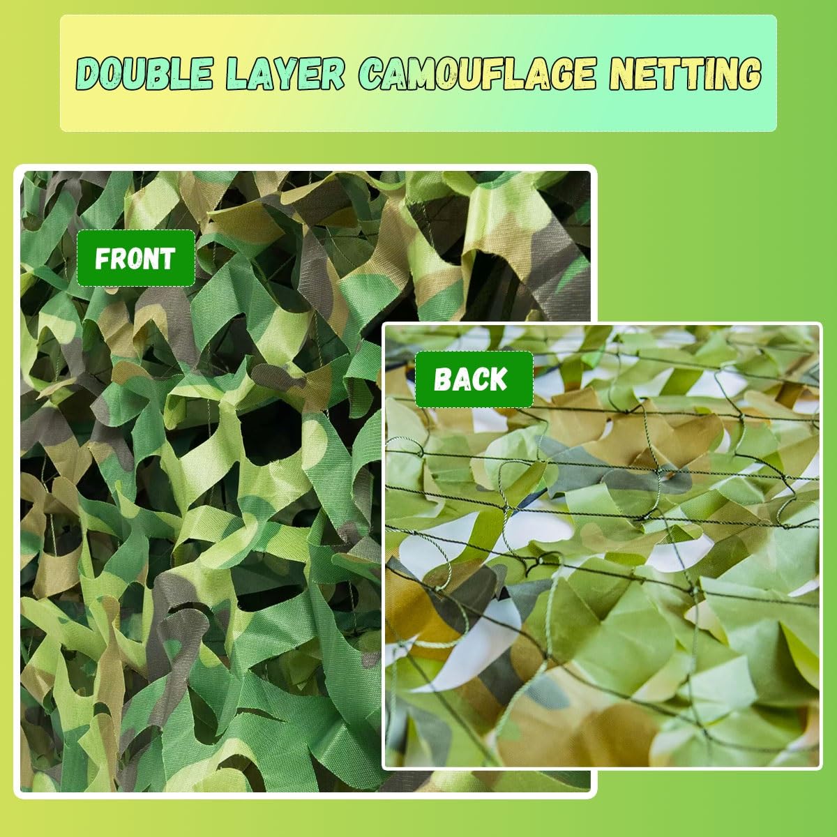 Tarnnetz für Jagd und Militär, Ghillie-Netze für Camping, Party, Dekoration, Sonnenschutz, Größen 1,5 x 5 m bis 8 x 9 m, langlebige Tarnabdeckung für den Außenbereich