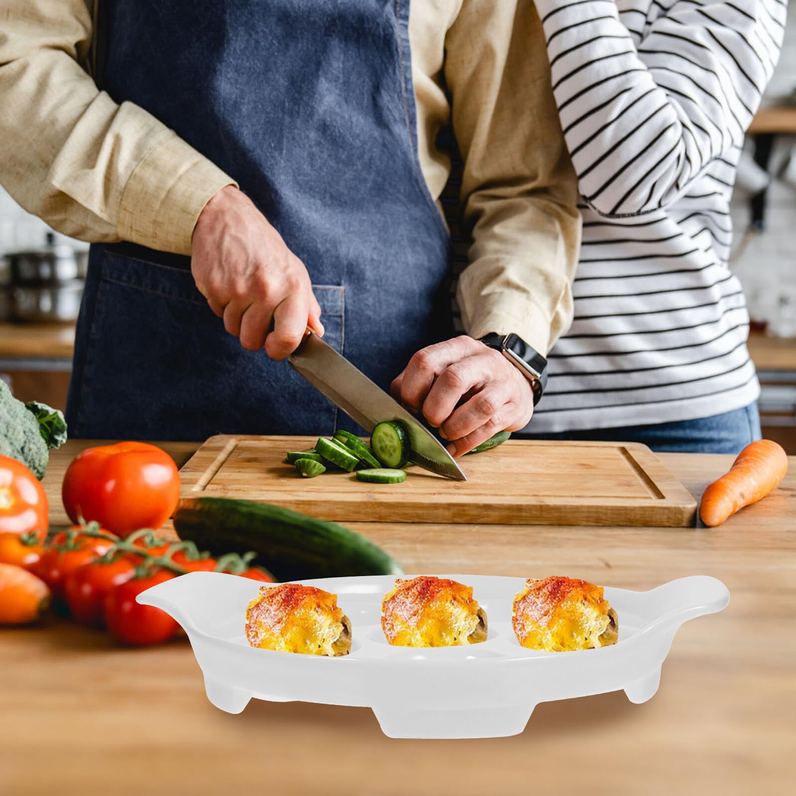 Homoyoyo 4 pezzi Piatti Ceramica per Lumache Teglia da Forno Multi-slot Resistente Alte Temperature per Escargot e Frutti di Mare per Famiglie e Ristoranti