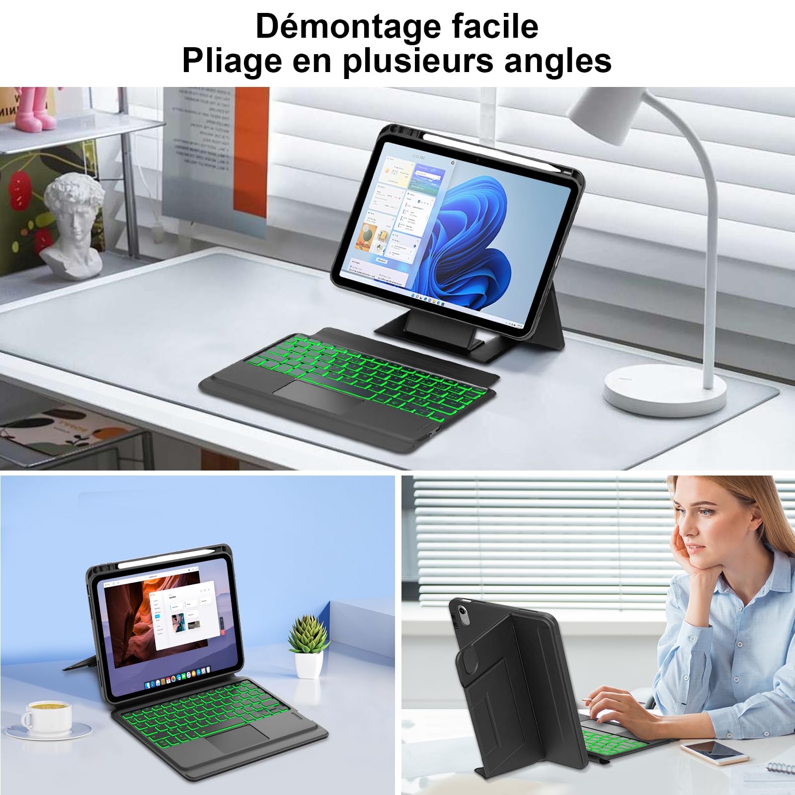 SENGBIRCH Coque Clavier pour iPad A16 11/10ème Gén(11" 2025/10.9" 2022)