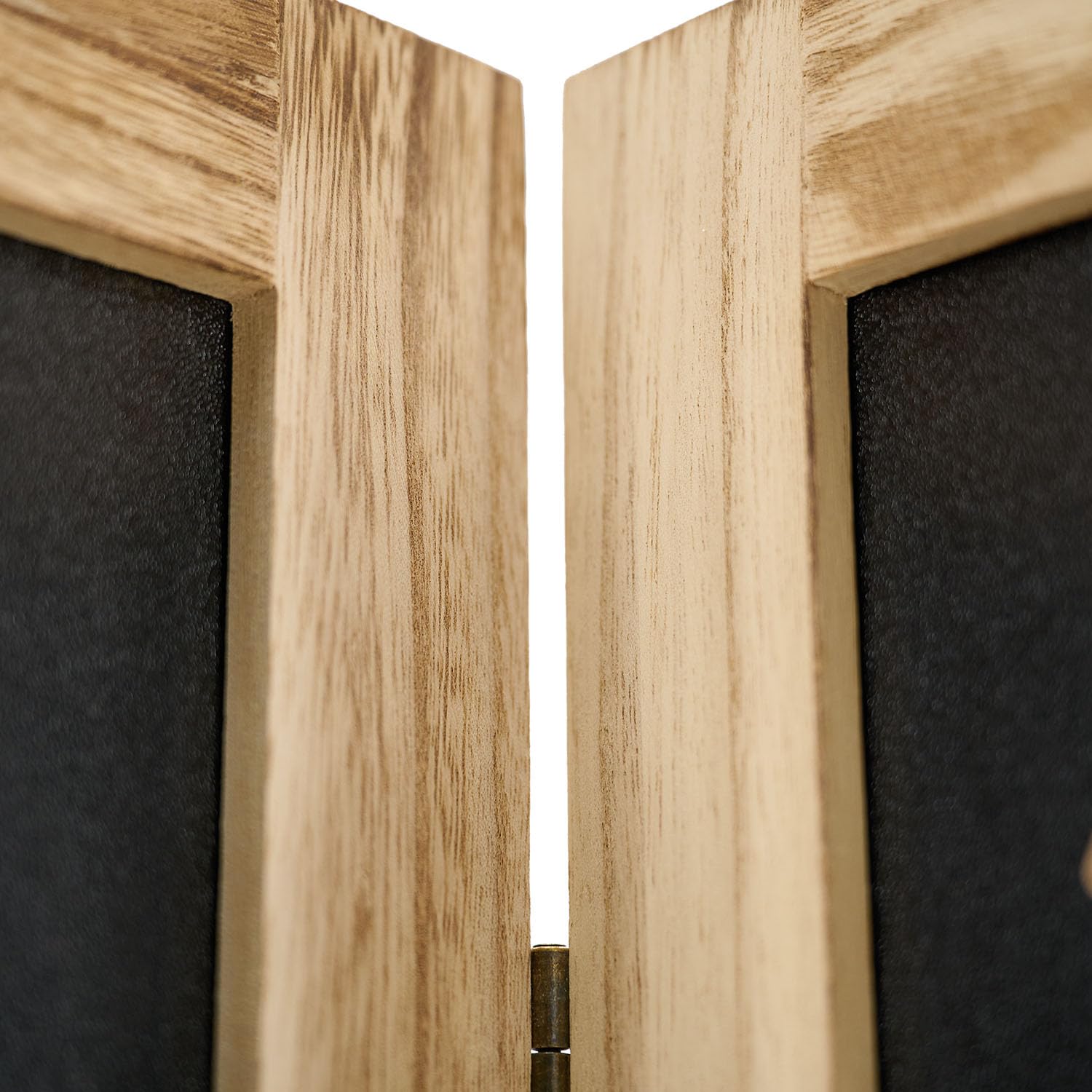 Homestyle4u 2015 Paravent en bois naturel noir naturel 3 pièces Brise-vue
