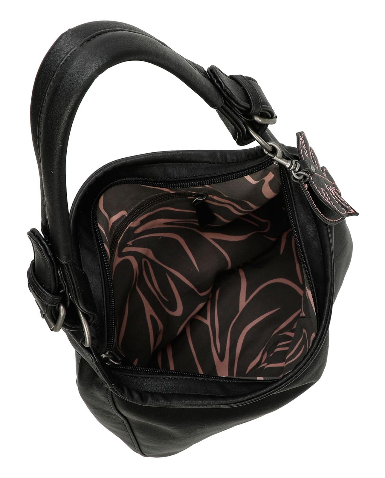 Fritzi Hoja Hobo Schultertasche Umhängetasche Damen Lederimitat mit Reißverschluss und abnehmbarem verstellbarem Schultergurt für Alltag Arbeit Freizeit 10 L – Grau, Schwarz, Blau, Grün, Braun