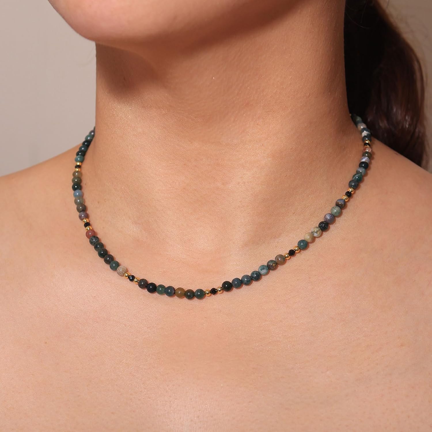 3-4mm Black Spinel Faceted Beads Dainty Choker Necklace Spiritual Agate Tiger's Eye Beaded Necklaces for Women Simple Boho Jewelry - Image 3