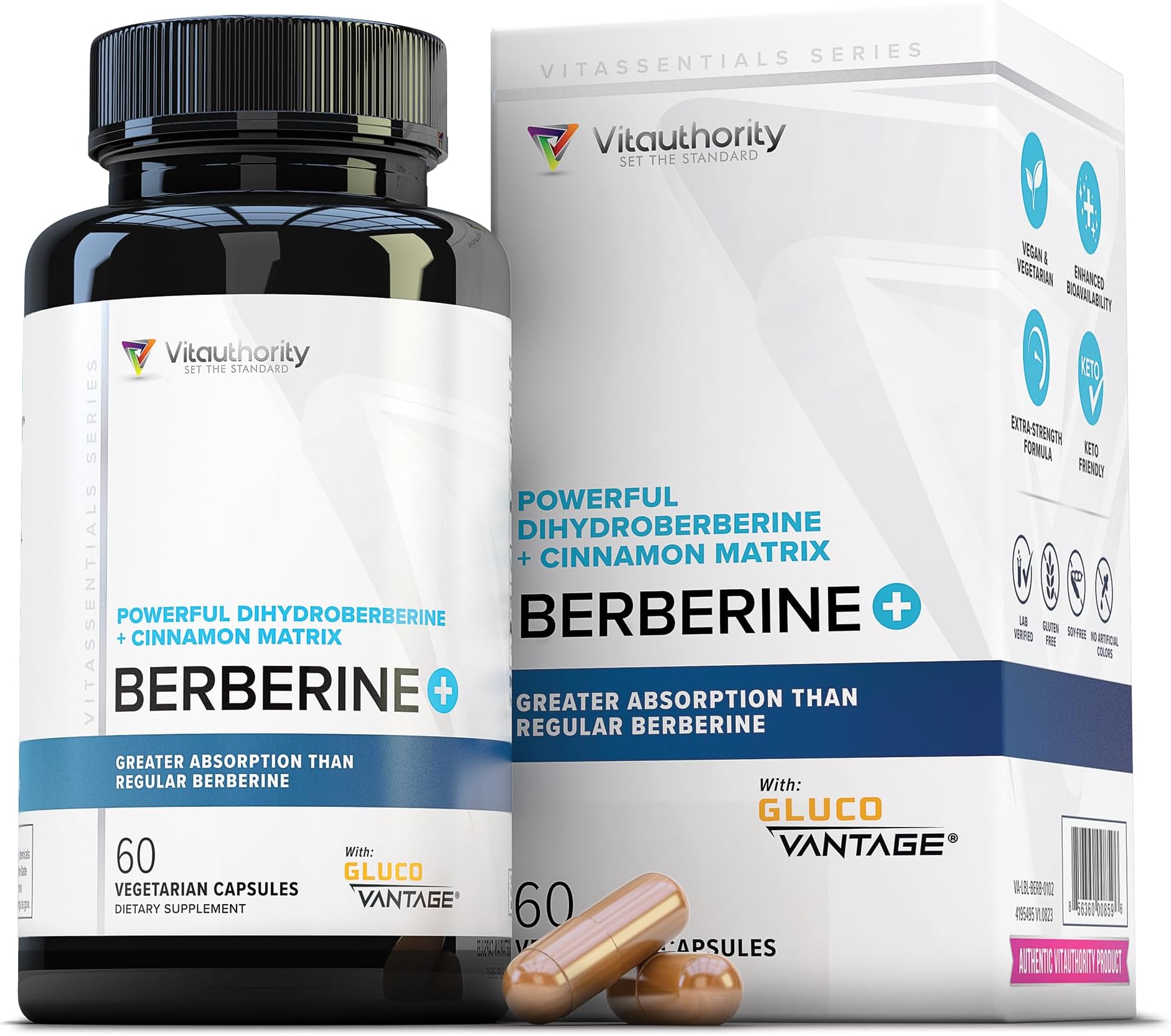 Berberine Supplement Ceylon Cinnamon Supplements Capsules | High Absorption Dihydroberberine, Cinnamon for Balance and Support | Vegan & Gluten Free Powerful AMPk Activator & Antioxidant | 30 Servings