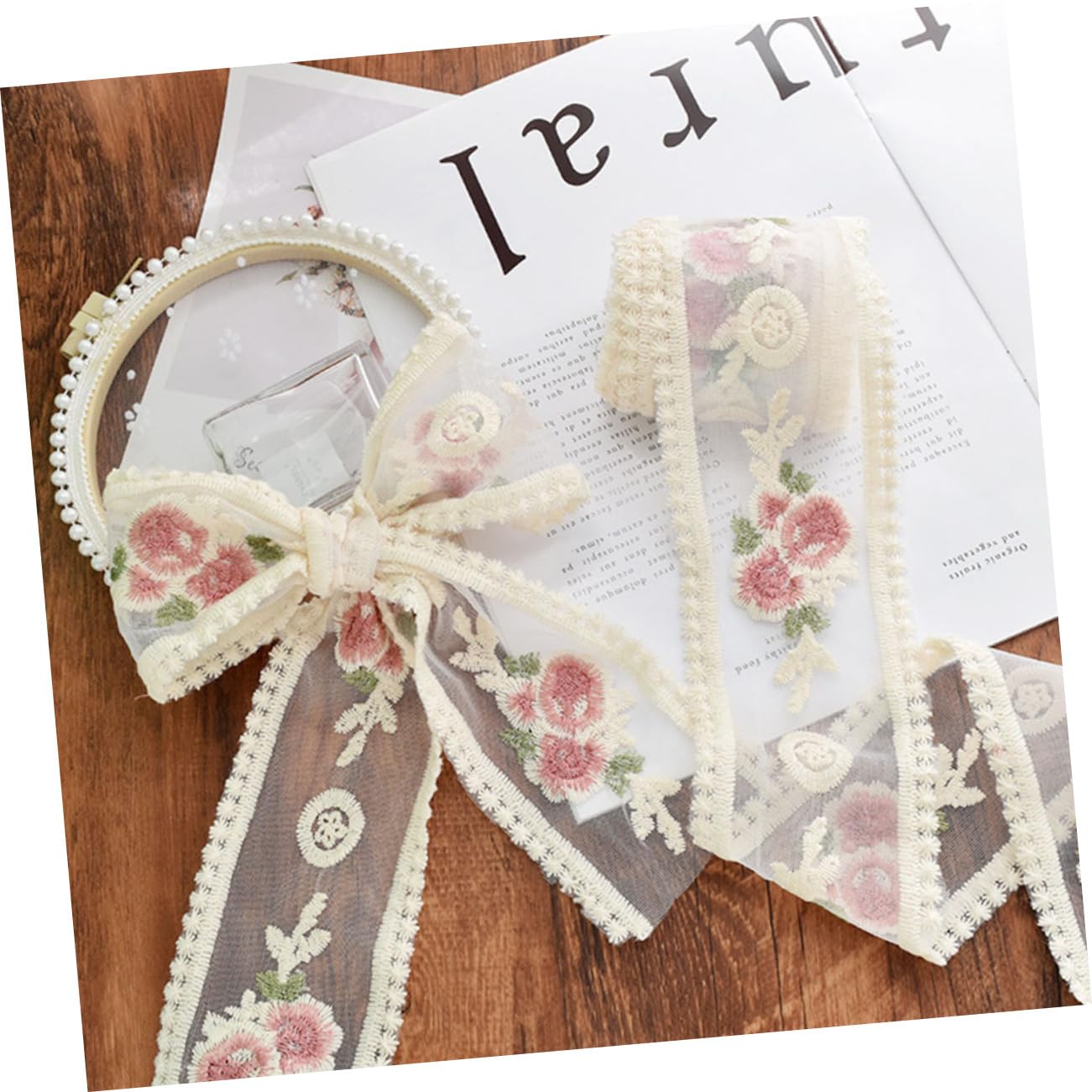 Operitacx 5rollos Cinta De Encaje Rosa Floral Para Manualidades Metros De Material Para Accesorios De Cabello y Decoración De Bodas