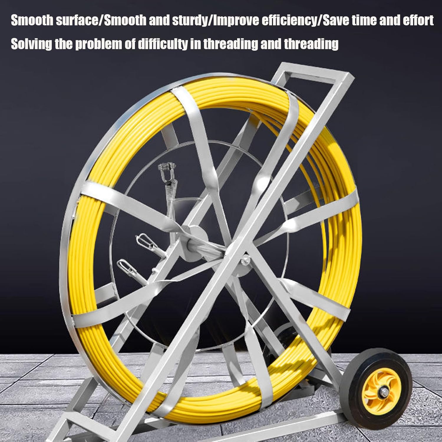 100M Electrical Wire Puller, Freeze Protection Fish Tape Wire Puller with Brake Handle Strong Penetration Suitable for Pipelines,Cable Tray,Monitoring System