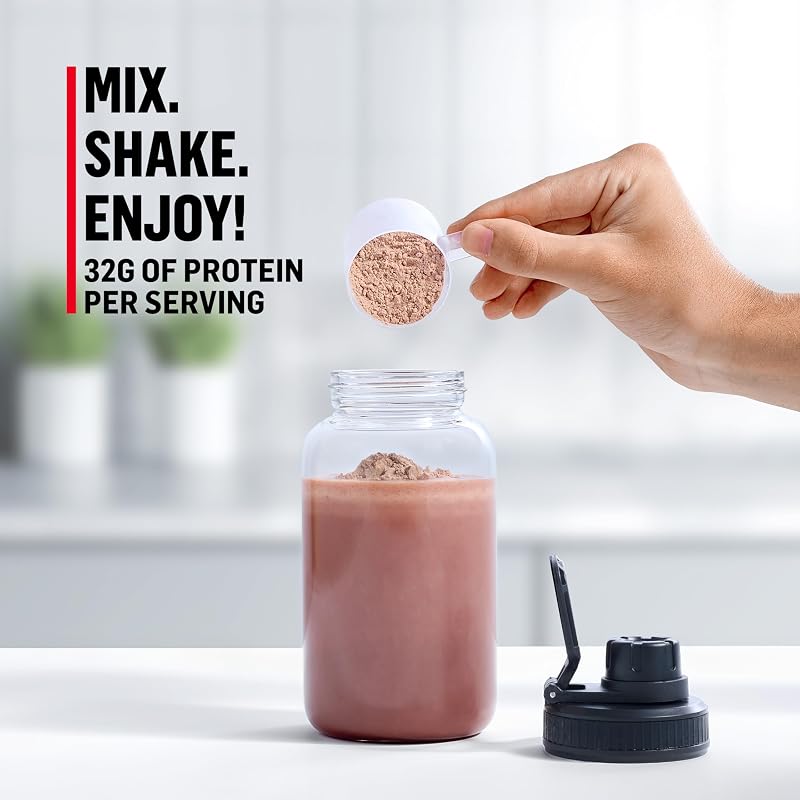 Muscle Milk Genuine Protein Powder, Chocolate, 1.93 Pounds, 13 Servings, 32g Protein, 2g Sugar, Calcium, Vitamins A, C & D, NSF Certified for Sport, Energizing Snack, Packaging May Vary image 3