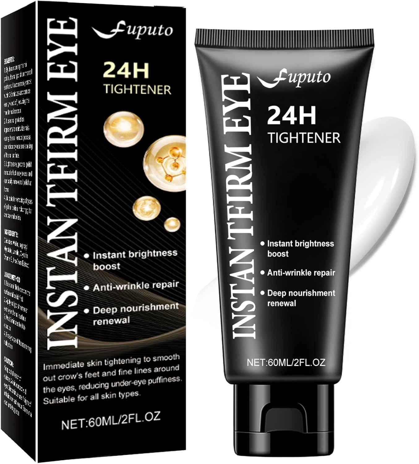 Temporary Instant Eye Tightener Cream – 60 ML Quickly Reduces Dark Circles, Targets Eye Bags, Puffiness & Lines – Anti-Aging & Firming, Deep Hydration & Moisture Lock (2 fl. oz-1Pack)