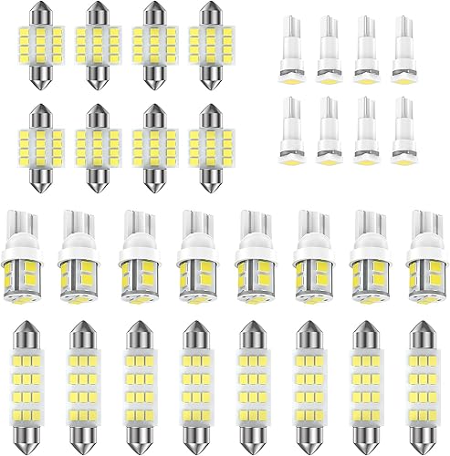 Juego de 32 bombillas LED tipo domo para automóvil, T10, T5, 1.220 in, DE3175, 1.654 in, bombillas de repuesto para puerta, cortesía, luz de disponible en Yaxa Peru