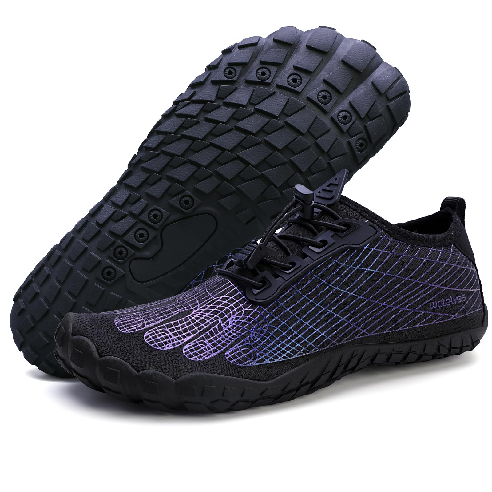 WateLves Damen Herren Barfußschuhe Wasserschuhe Aquaschuhe Badeschuhe Fitnessschuhe rutschfest Sohle Breiter Zehenbox