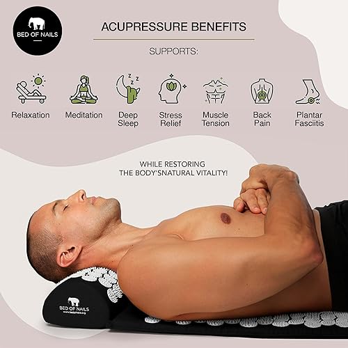 Miniatura 5 de BED OF NAILS Almohada Lumbar Original de Acupresión Cómoda, 2142 Puntos de Presión de Acupuntura, Alivio del Dolor de Cuello, Energía Aumentada,