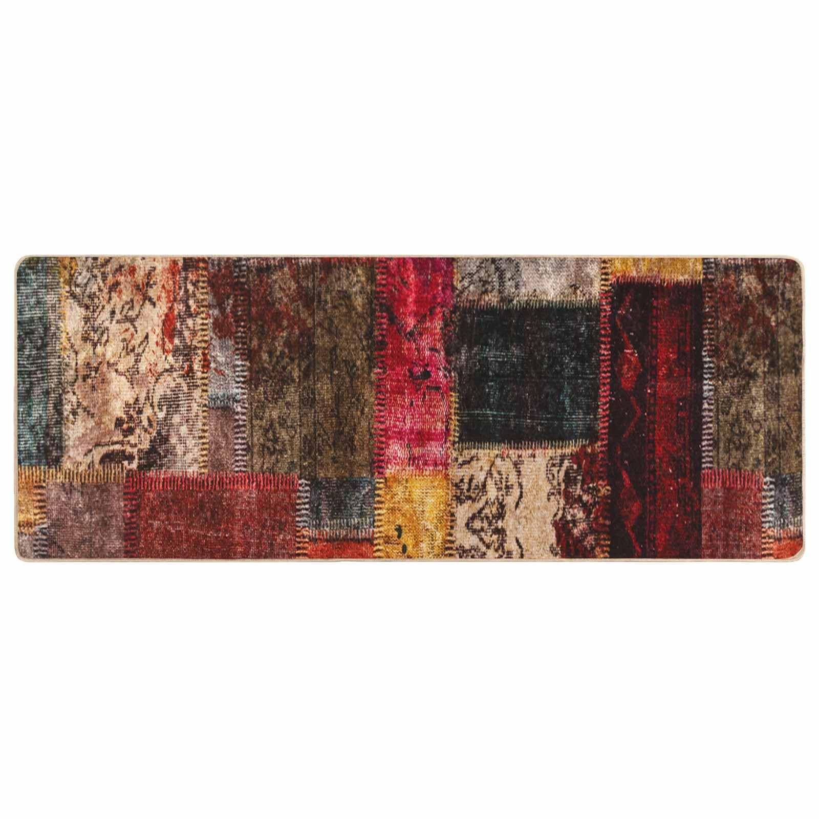 Teppichläufer MARSA 80 x 200 cm Mehrfarbig - Moderner Flurläufer rutschfest & Waschbar - Weicher Kurzflor Teppich aus Polyester & PVC für Flur, Wohnzimmer und Schlafzimmer