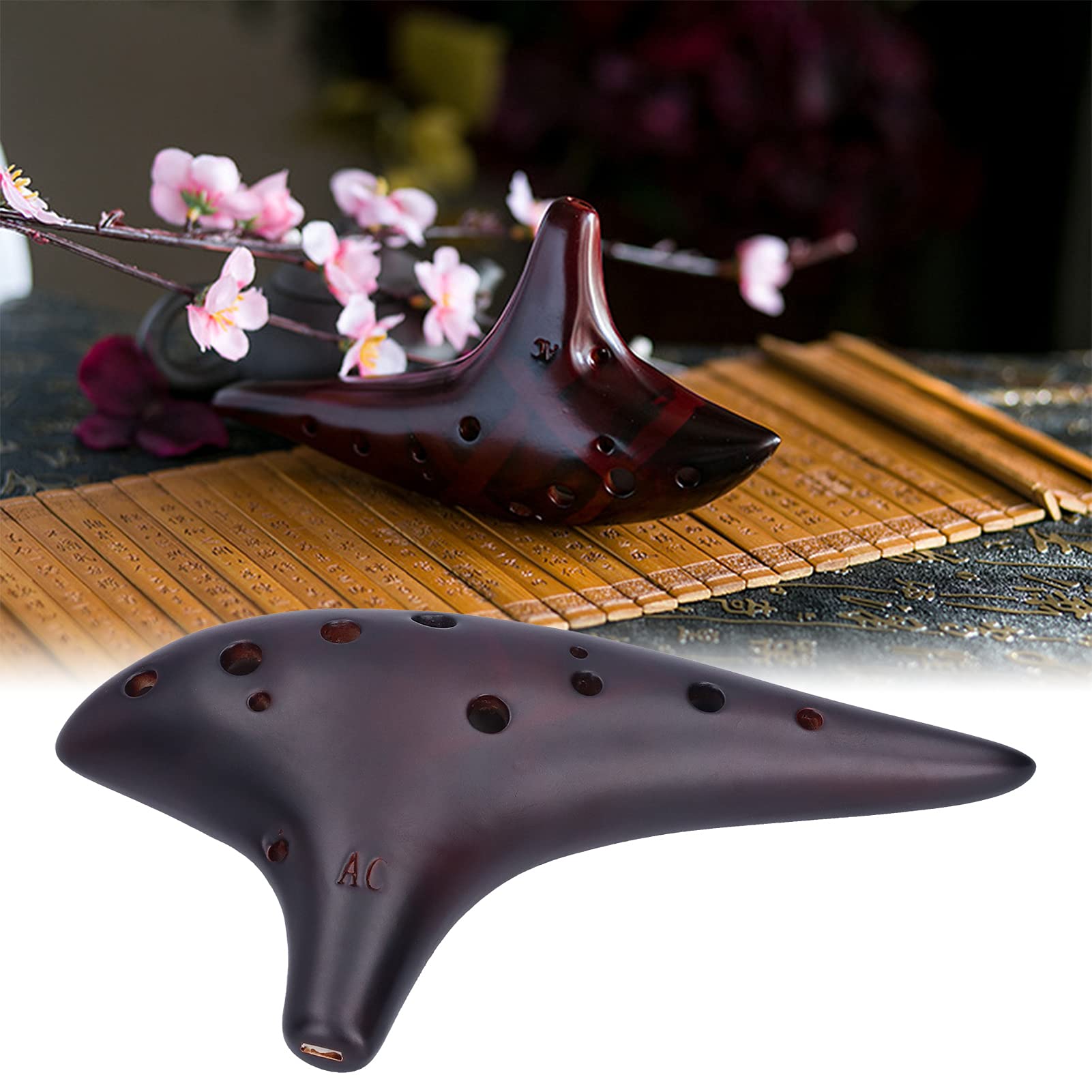 12 trous Alto C Ocarina, Belle Dolomite Ocarina portable pour débutant pour les jeux à l'extérieur