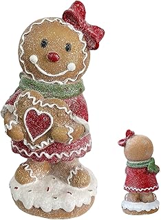 Fyrdyn Lebkuchenmann Figur | Schreibtisch Deko Für Weihnachten - Kunstharz Lebkuchenmann Skulptur Handwerk Für Schreibtisch Bücherregal Schminktisch Wohnaccessoire