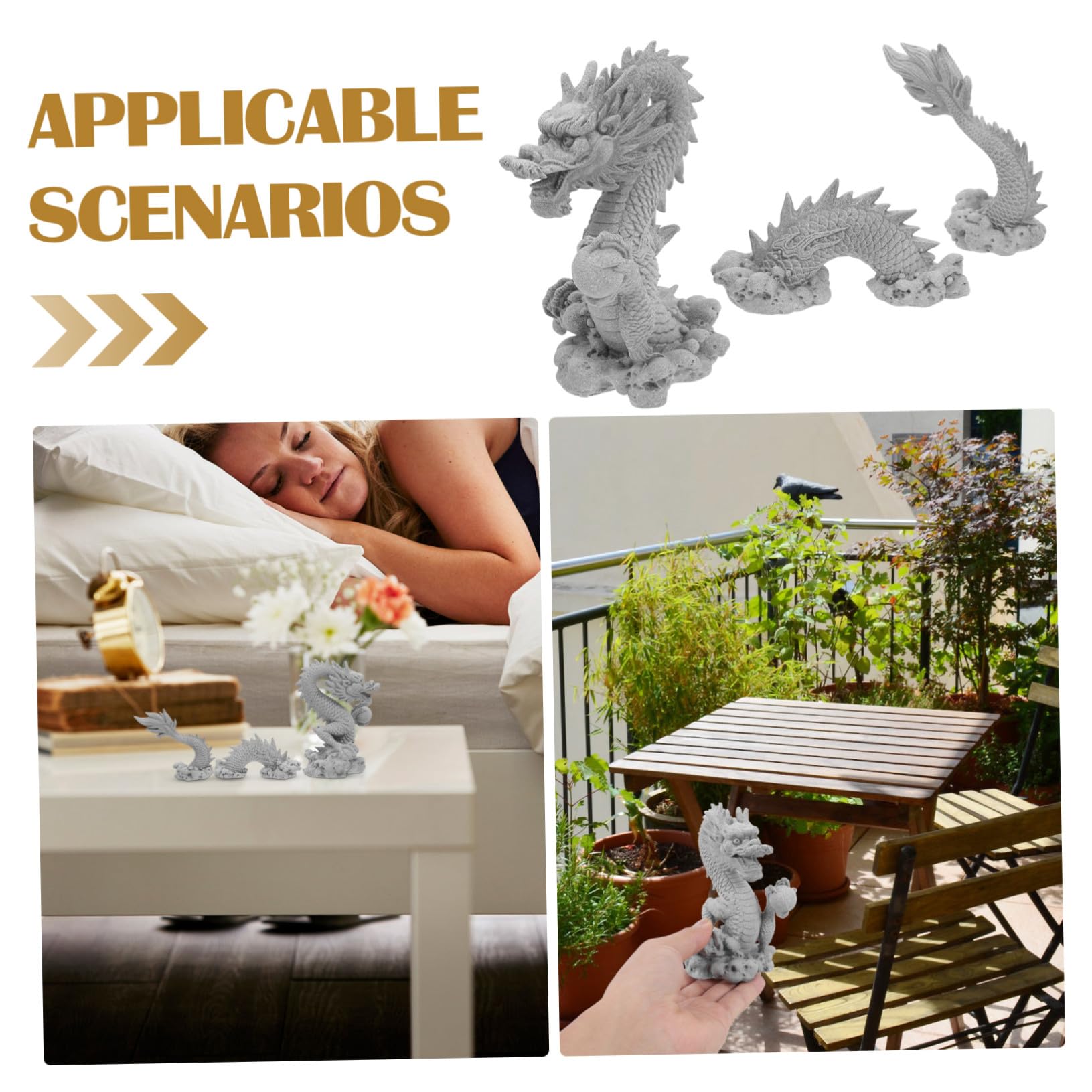 Cabilock Statue de Dragon Ornement Portable Légère en Pierre Bleue Détails Complexes Décoration D'aquarium ou Jardin pour Bureau ou Espace Extérieur