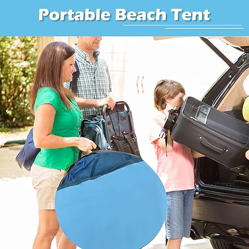 Miniatura 5 de Tangkula Tienda de campaña de playa fácil de desplegar UPF 50+, tienda de campaña de playa familiar para 3-4 personas con ventanas de malla y