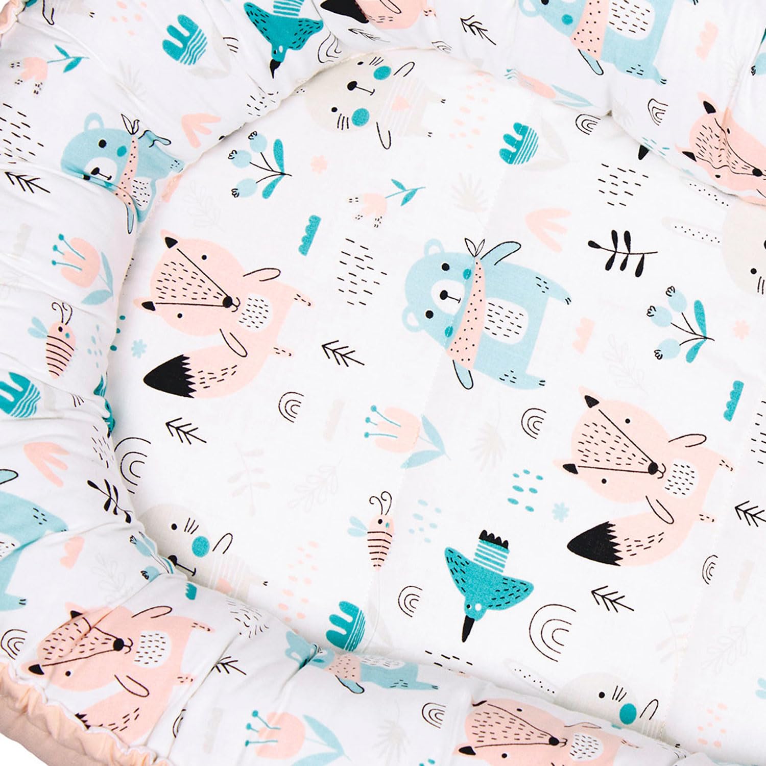 PaLulli 5-TLG - Juego de Cama para bebé (95 x 55 cm, cojín Plano, 100% algodón, hipoalergénica, para 0-8 Meses, diseño de Oso Rosa)