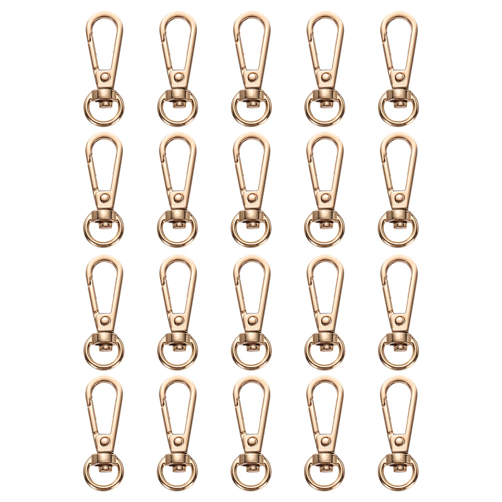 PATIKIL Swivel Lobster Claw Clasps 20pcs Push Gate Snap Hook Metal Trigger Clips Purse Hardware for Keychains Purse Handbag Makings DIY Crafts, Gold