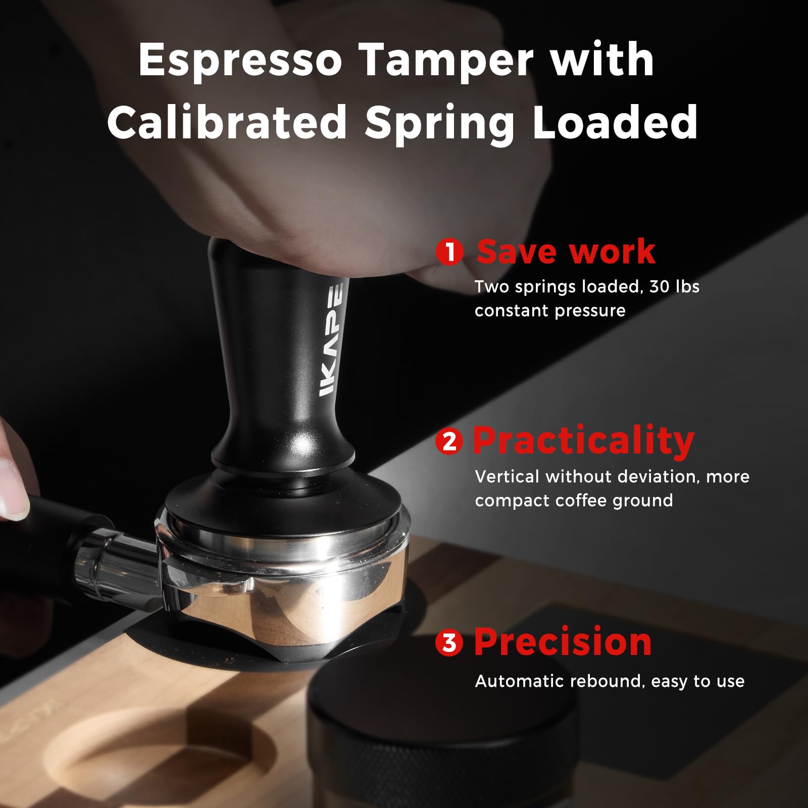 IKAPE Coffee Products, 53 Mm DHand Tamper, Adjustable Depth Espresso No