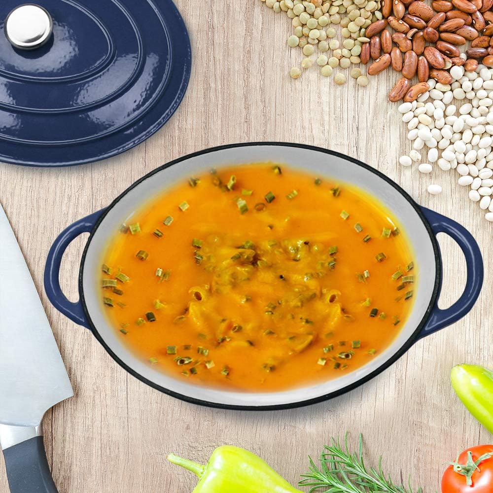 AIDEA Dutch Oven Enameled Cast Iron Oval, Bread Baking Pot with Lid & 7-Quart Natural Non-Stick Slow Cook Self