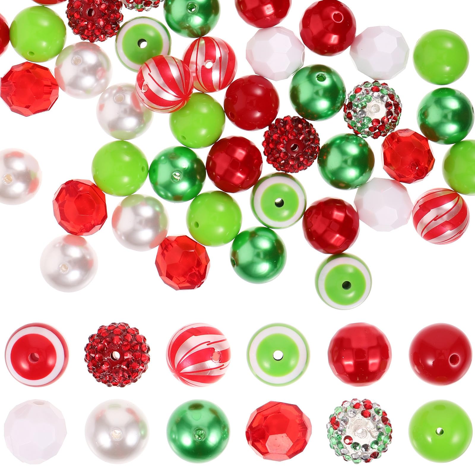 FRCOLOR 5 Paquetes Cuentas Acrílicas Redondas Navideñas para Guirnaldas y