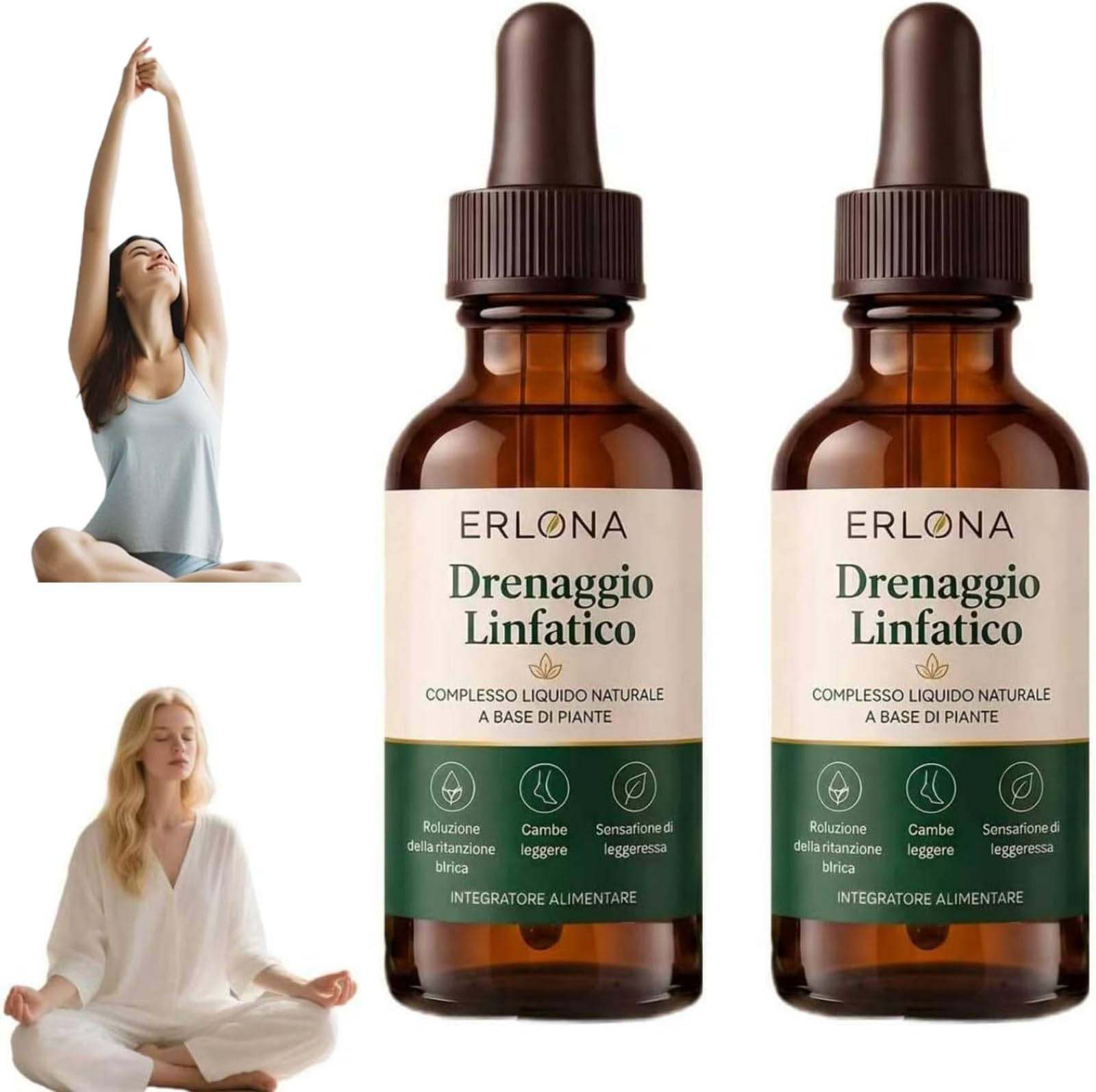 Gocce Integratori a Base di Estratti Erbali e Vitamine Gocce Di Benessere Peril Drenante Linfatico,Flacone da 60ml