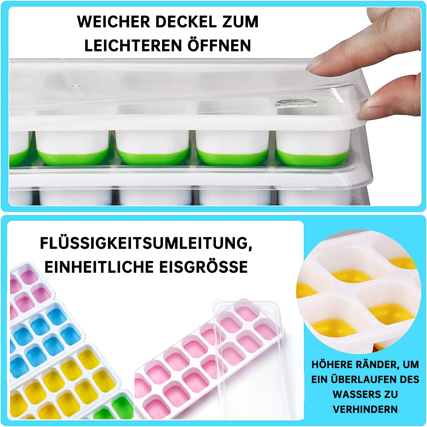 Stampo Ghiaccio In Silicone, 4 Pezzi Con Coperchio - 56 Cubetti, Senza BPA, Per Cocktail E Bevande - Foto 9
