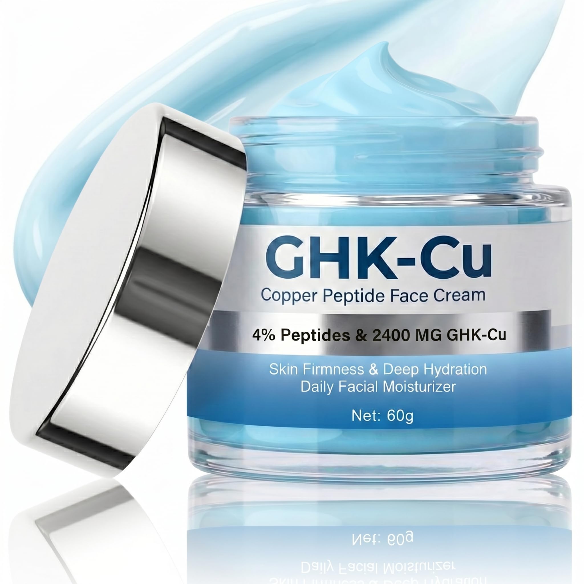 GHK-Cu Copper Peptide Gesichtscreme, Face Moisturizer for Radiance Creme für Damen und Herren, Feuchtigkeitscreme gegen feine Linien und Falten, straffende Gesichtspflege für alle Hauttypen, 60g