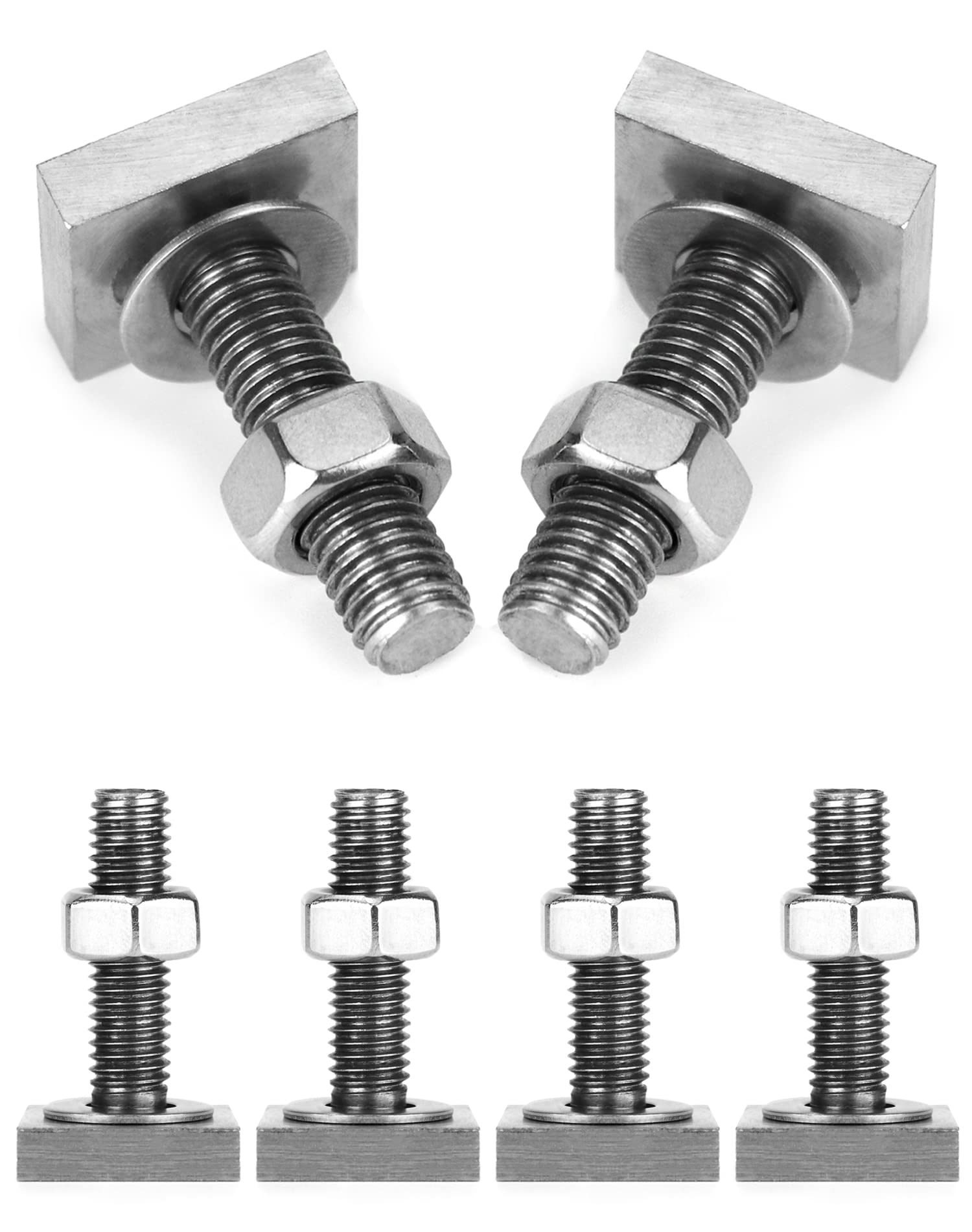 QWORK 6 sztuk klocki ślizgowe M6 bagażnik dachowy, klocki ślizgowe adaptera T-slot ze stali nierdzewnej, bagażnik dachowy 20 x 20 mm z podkładkami nakrętkami