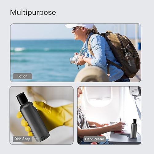 Miniatura 3 de Botellas de viaje para artículos de aseo 3.4 oz - Contenedores de tamaño de viaje para champú de plástico - Botella pequeña vacía de loción